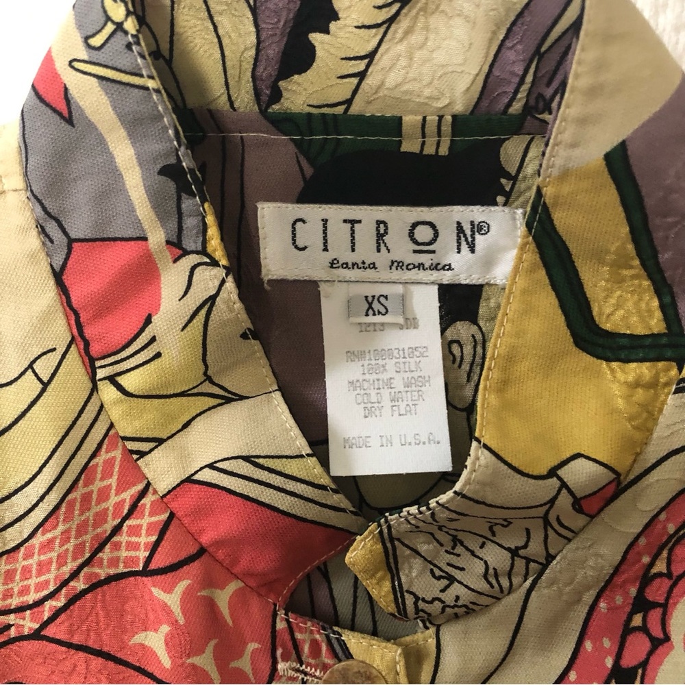Citron Santa Monica Set 2pc Capri/Long Shorts Geisha Dragon 3/4 Sleeves XS - Picture 7 of 12